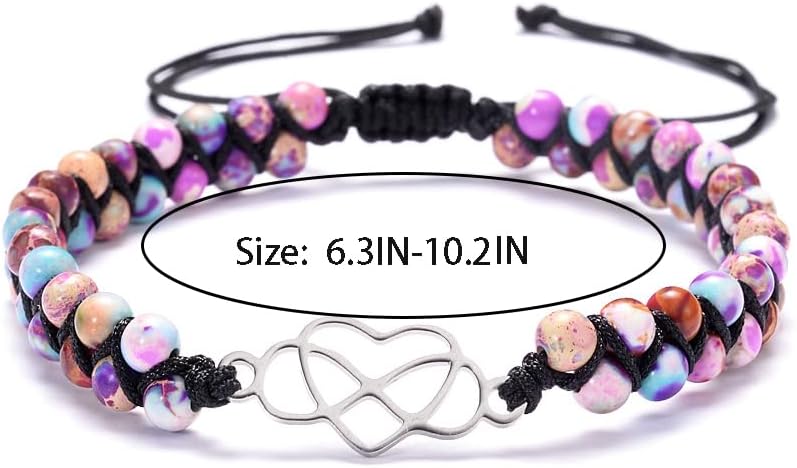 DivaGlamz To My Granddaughter-Infinity Forever Love Heart Bracelet, Natural Emperor Stone Double Layer Purple Beaded Woven Wrap Bracelets Adjustable Mind Peace Gift Jewelry - Image 4